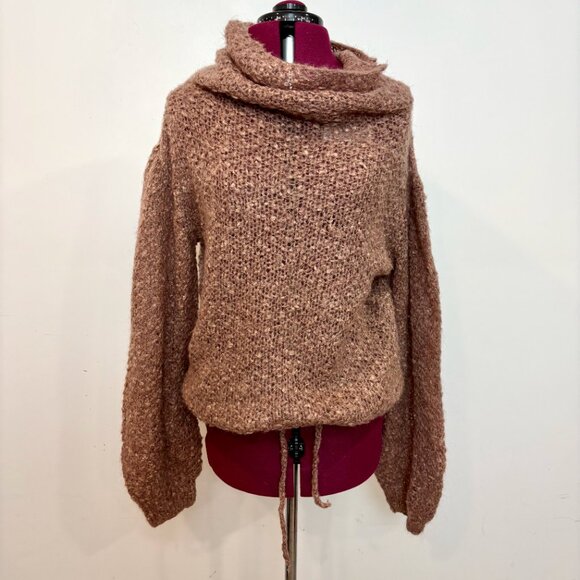 Vintage Bill Atkinson Cowl Mock Neck Knit Bell Sleeves Sweater sz L - Picture 2 of 9